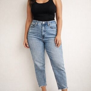 Abercrombie Curve Love Mom Jeans 27 High Rise Distressed Raw Hem 90s Light Wash